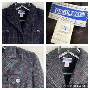 Vtg Pendleton 12P  Petite  Plaid Blazer